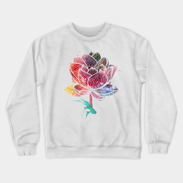 Watercolour Lotus Crewneck Sweatshirt by bunheirao